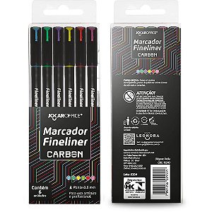 Caneta com Ponta Porosa Fineliner 0.5MM Carbon Line Estojo com 6 Cores