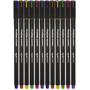 Caneta com Ponta Porosa Fineliner 0.5MM Carbon Line – Estojo com 12 Cores