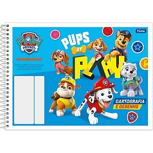 Caderno de Desenho Universitário Patrulha Canina Flexível 48 Folhas Pacote com 10