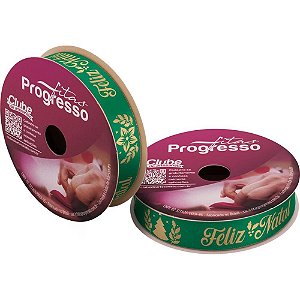Fita de Cetim Natal 15MMX10M Feliz Natal Verde
