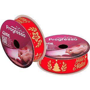 Fita de Cetim Natal Vermelho Feliz Natal 22MM X 10M