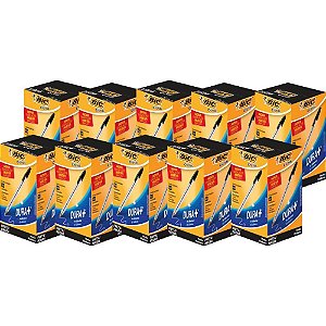 Kit Promocional Caneta BIC Cristal Preta C/ 50 Unidades L10P9 KIT com 10