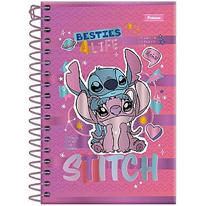 Caderneta Espiral Capa Dura STITCH 96 Folhas Pacote com 08