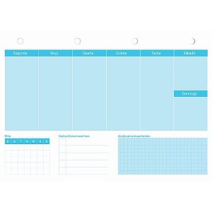 Agenda Planner Permanente Bloco Semanal 20 Folhas A4 Azul Pacote com 05