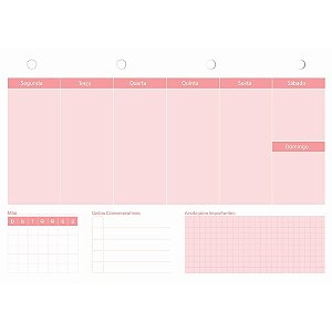 Agenda Planner Permanente Bloco Semanal 20 Folhas A4 Rosa Pacote com 05
