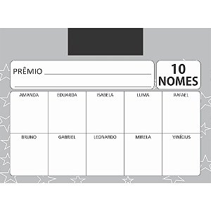 Cartela de Rifa com 10 Nomes Pacote com 50 Cartelas