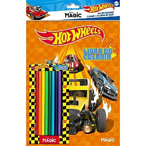 Livro Infantil de Colorir com KIT de Lápis de COR HOT Wheels