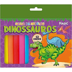 Massa para Modelar Criativa Dino 180G com 12 Cores