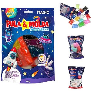 Massa para Modelar Criativa Pula e Molda Espaço 150G com 15 Cores