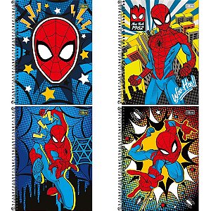 Caderno 10X1 Capa Dura SPIDER-MAN 160 Folhas FIT Pacote com 04