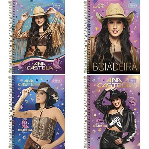Caderno Espiral 1/4 Capa Dura ANA Castela 80 Folhas Pacote com 04