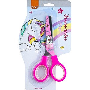 Tesoura Escolar Decorada Magic 13CM com Lâmina Decorada em AÇO - Blister