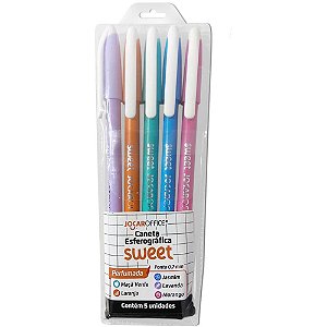 Caneta Esferográfica Jocar Sweet 0.7MM Perfumada 5 Cores com Estojo