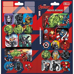 Adesivos Decorados Avengers 100X208MM Pacote com 10 Unidades