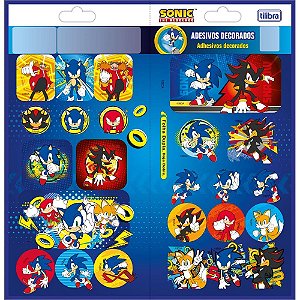 Adesivos Decorados Sonic 2 Folhas 100X208MM Pacote com 10 Unidades
