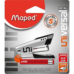 Grampeador Metálico Pequeno 26/6 com 400 Grampos e Removedor Integrado