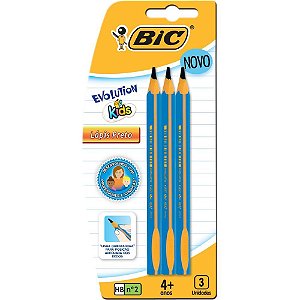 Lápis Preto Jumbo BIC KIDS Triangular HB#2 Blister com 3 Unidades