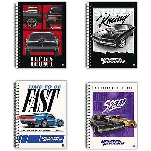 Caderno Universitário 01X1 Capa Dura Velozes & Furiosos 80 Folhas Pacote com 4