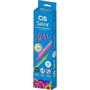 Caneta Esferográfica CIS Spiro 0.7MM Azul Caixa com 12 Unidades