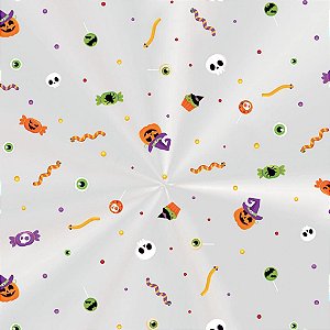 Saco Transparente Decorado Halloween Treats 15X22CM Pacote com 50 Unidades
