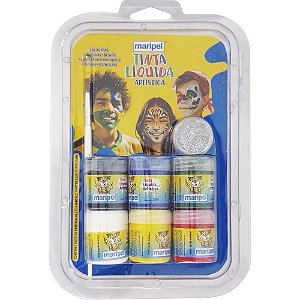Tinta Líquida Artística com Glitter – KIT com 6 Cores + Pincel Maripel