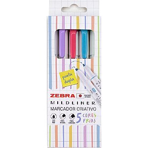 Caneta Marca Texto Mildliner TONS Frios – Estojo com 5 Cores Suaves