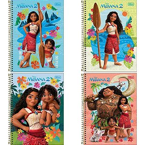 Caderno 1X1 Capa Dura Moana 80 Folhas Pacote com 4