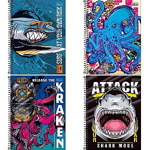 Caderno 01X1 Capa Dura 4FUN 80 Folhas - Pacote com 4 Unidades