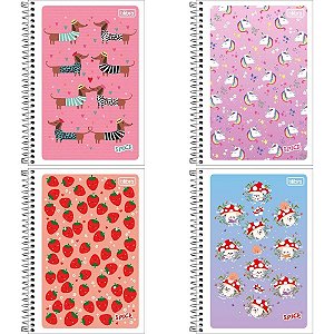 Caderno Espiral 1/4 Flexível Spice Feminino 80 Folhas - Pacote com 6 Unidades
