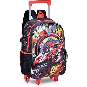 Mochila Infantil com Rodinha FAST Machine G com Estojo e Lancheira – KIT Completo
