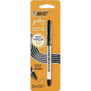 Caneta GEL BIC Gelocity Preta Ponta Fina 0,5MM - Blister com 1 Unidade