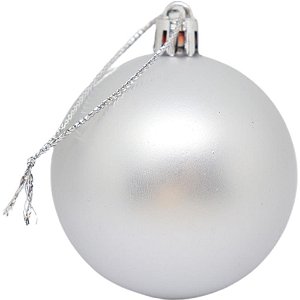 Artigo para Decoração Natal Bola 4CM FOSCA/LISA/GLITTER Prata Pacote com 6