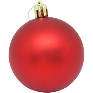 Artigo para Decoração Natalina Bola 7CM FOSCA/LISA/GLITTER Vermelha - Pacote com 6 Unidades