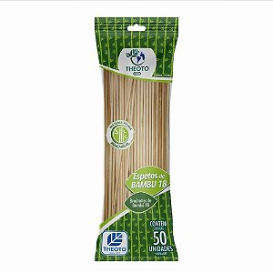 Espeto de Madeira 18CM X 3MM Bambu Pacote com 50