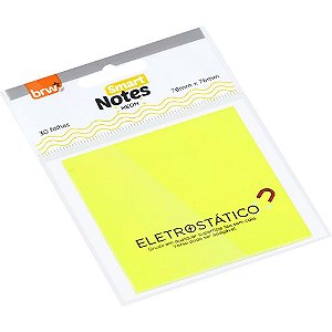 Bloco de Recado Autoadesivo Eletrostático 76X76MM Amarelo Neon com 30 Folhas