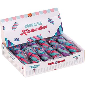 Borracha Colorida Marshmallow Tutti Frutti Color Display com 24 Unidades
