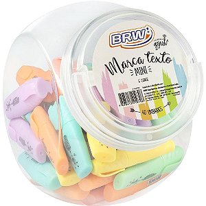 Caneta Marca Texto Mini 6 Cores Pastel Pote com 40 Unidades