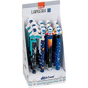 Lapiseira Divertida 0.7MM Tema Astronauta com Ponteira de Silicone - Display com 12 Unidades