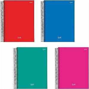 Caderno 01X1 Capa Dura STIFF SLIM 80 Folhas Pacote com 04