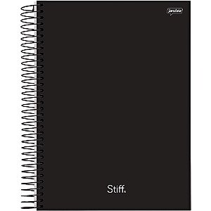 Caderno Espiral 1/4 Capa Dura STIFF SLIM 80 Folhas Preto Pacote com 5 Unidades