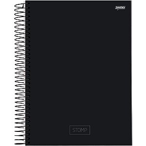 Caderno Quadriculado Universitário 7X7MM 96 Folhas Espiral Capa Dura STOMP Preto - Pacote com 4 Unidades