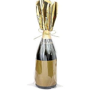 Sacola para Garrafa Saco Liso Ouro 20X50CM - Pacote com 25 Unidades