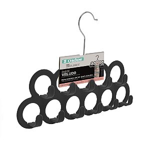 Cabide de Veludo Preto para Lenços e Cintos