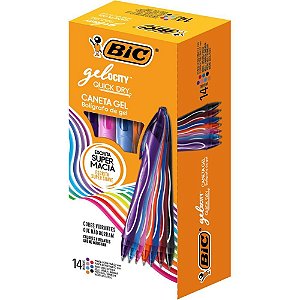 Caneta GEL BIC Gelocity Quick DRY Ponta Fina 0,7MM Sortida Caixa com 14 Unidades