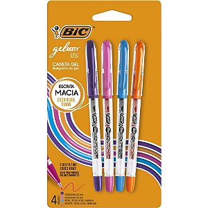 Caneta GEL BIC Gelocity Ponta Fina 0,5MM 4 Cores Blister com 4 Unidades