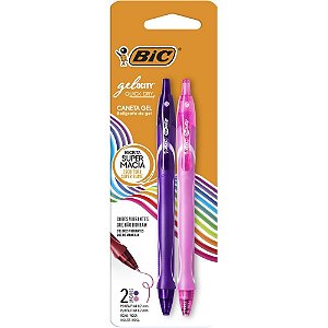 Caneta GEL BIC Gelocity Quick DRY Ponta Fina 0,7MM Roxo e Rosa Blister com 2 Unidades