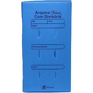 Arquivo Morto Polipropileno Fácil Novaonda com Divisória Azul - Pacote com 10 Unidades