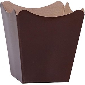 Cachepot Paper Liso Pote 11 Marrom 11X11X9CM - Pacote com 10 Unidades