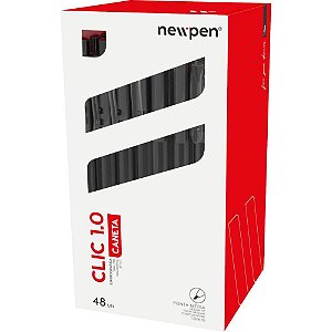 Caneta Esferográfica CLIC Retrátil Preta 1.0MM - Caixa com 48 Unidades
