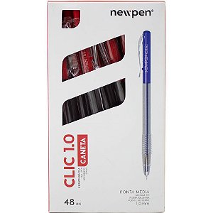 Caneta Esferográfica CLIC 1.0MM Vermelha Caixa com 48 Unidades